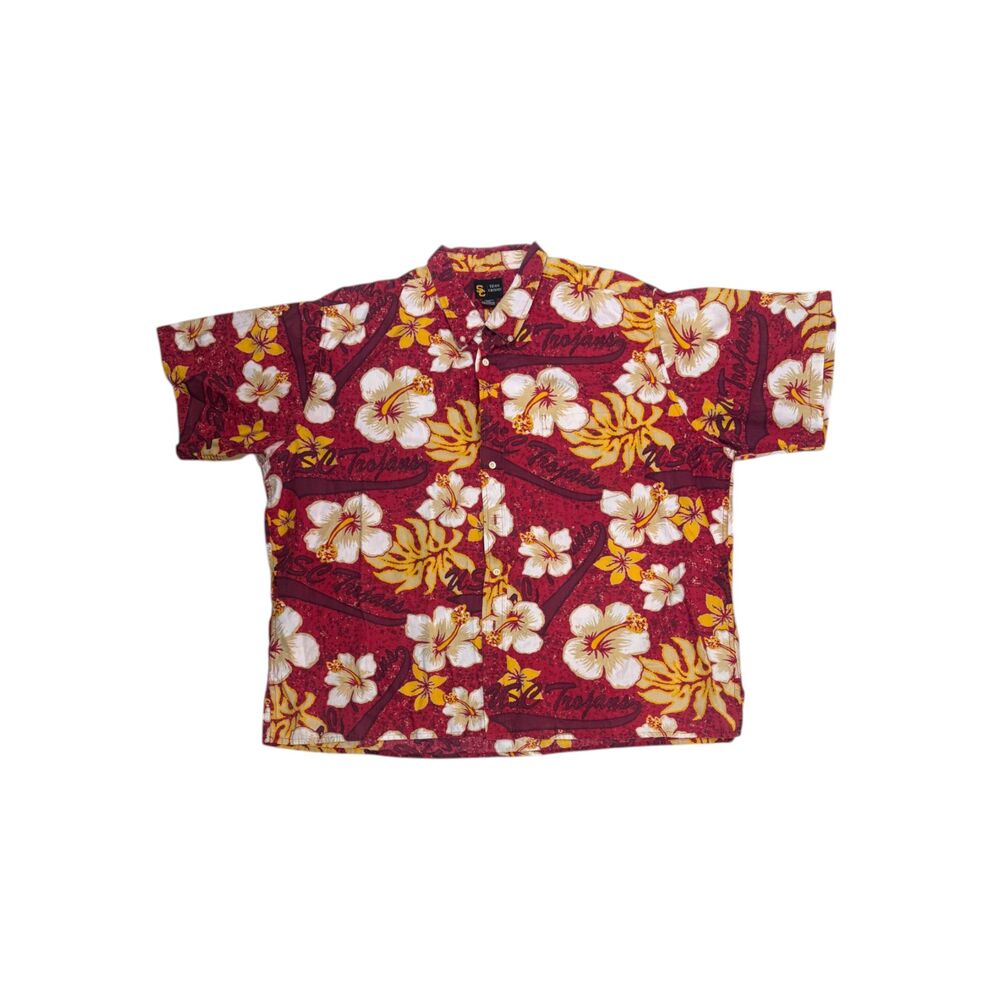 USC Trojans Hawaiian Aloha Shirt Mens 4XL Floral Button Front Team Trojan NCAA